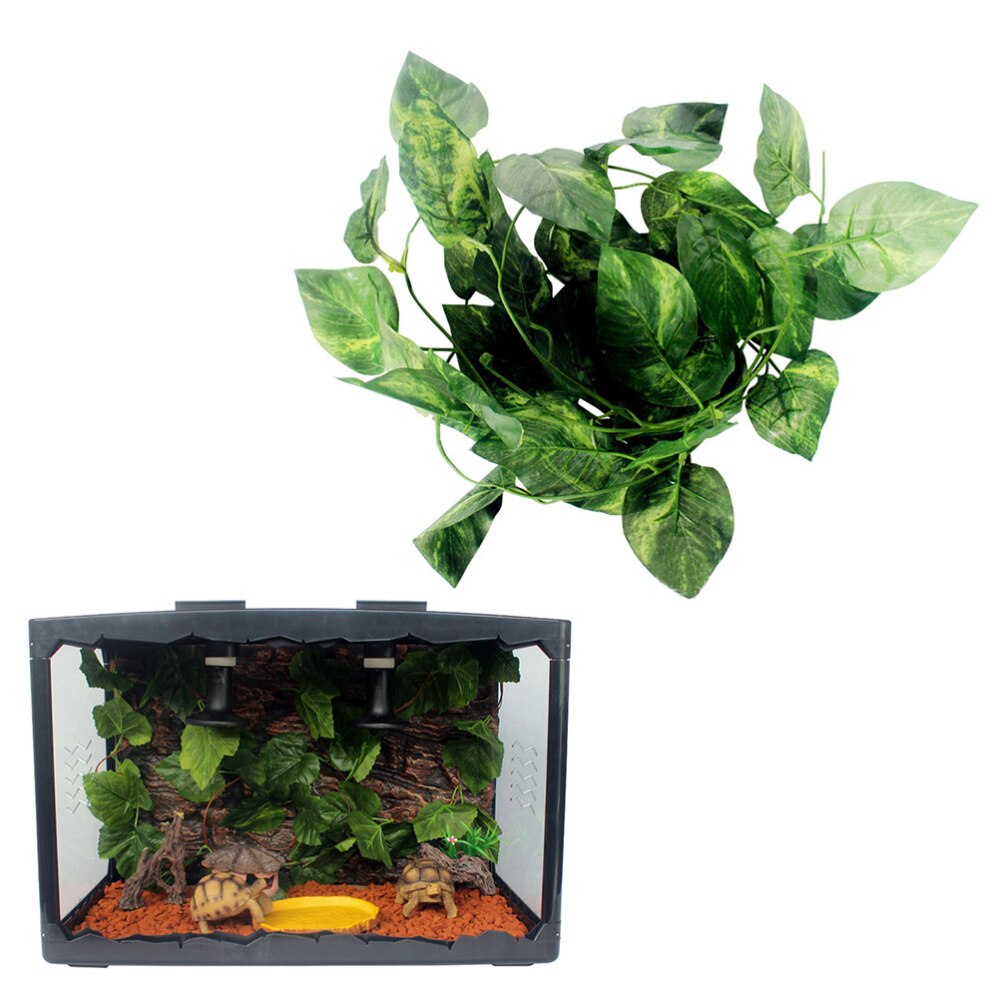 1PC de seguro simulado de hoja de vid de uva de mimbre para peces reptil tanque para decoración de tortugas
