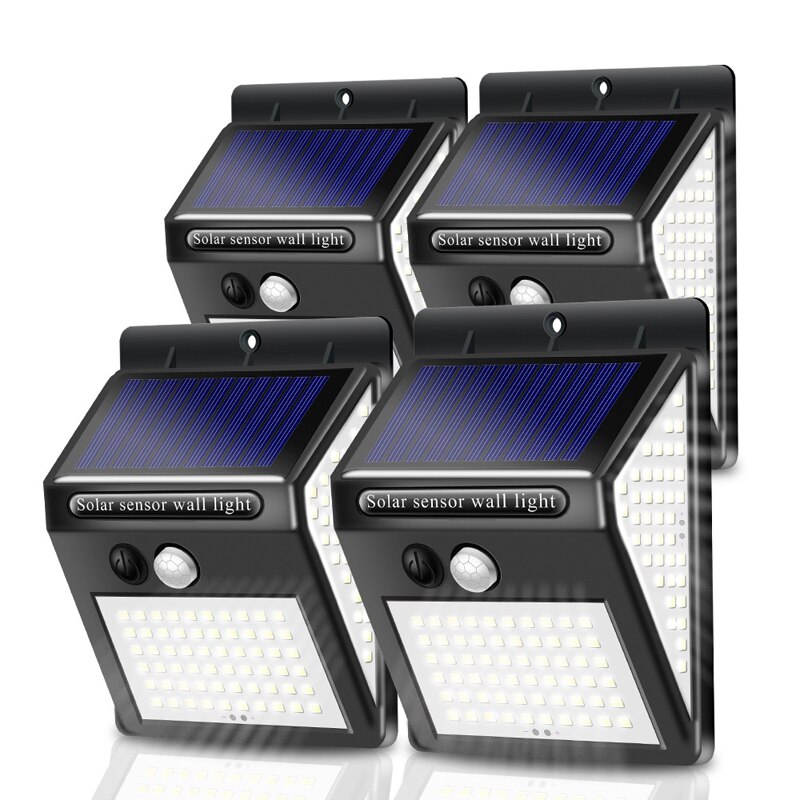100/140 led zonne-energie buitenlamp met pir-bewegingssensor, op zonne-energie werkend op straat, veranda, pad, zonlicht voor tuindecoratie