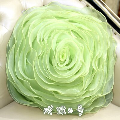 3d Yarn Rose Pillows Romantic Flower Sofa Cushion Bed Flower Pillows Wedding Decor Rose Pillows Valentine's Day: Light Green