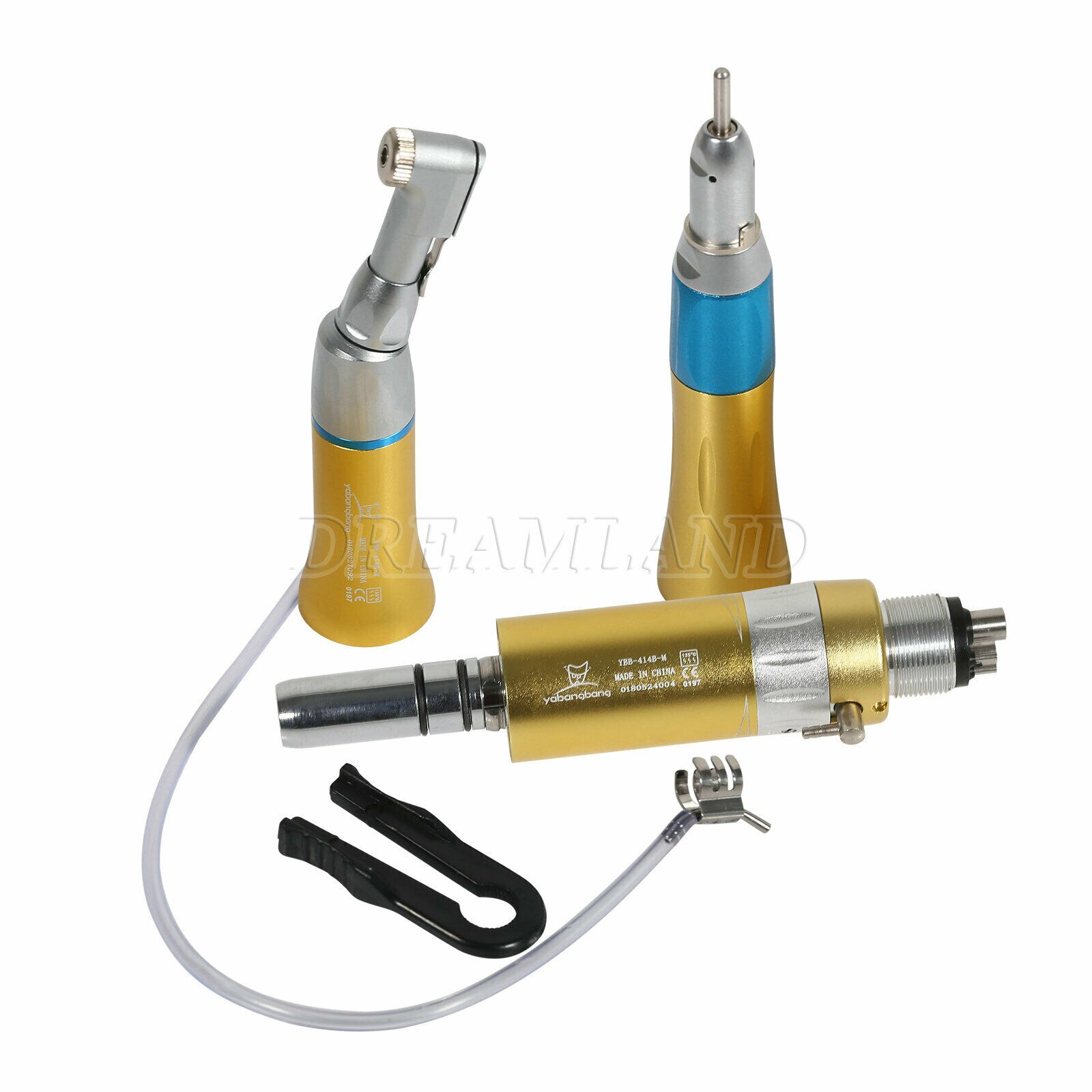 NSK Style Dental low speed contra angle straight handpiece air motor 4hole Gold