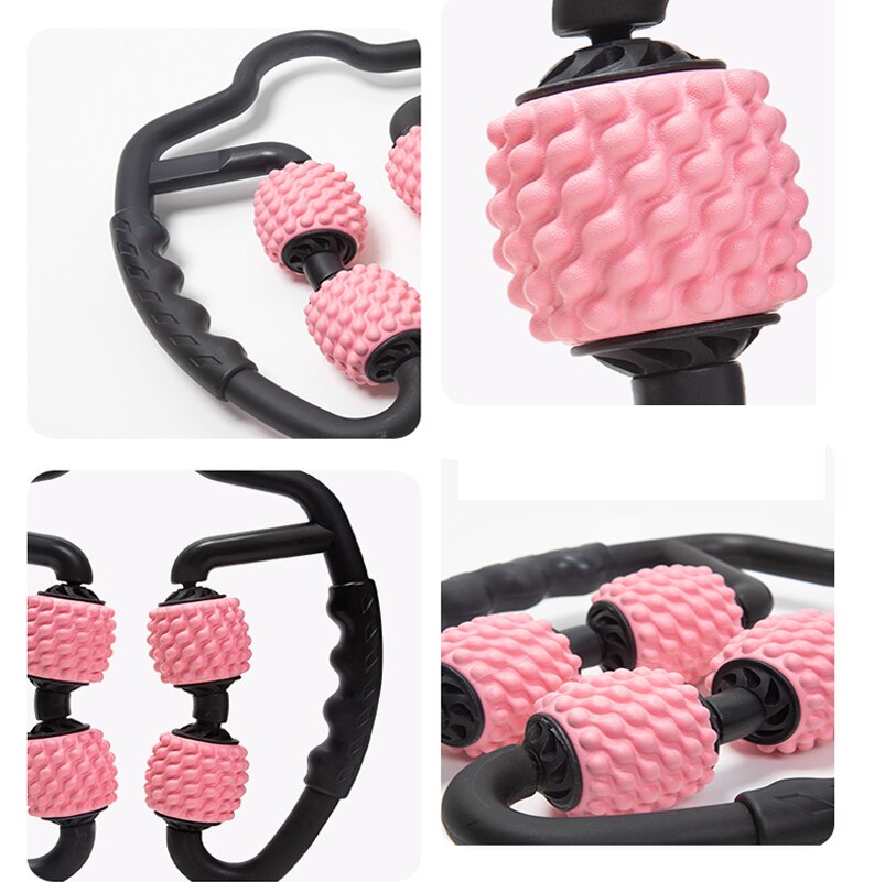 Massagerulle u form triggerpunkt för arm ben nacke muskelvävnad midja fett för fitness gym yoga pilates sport 4 hjul