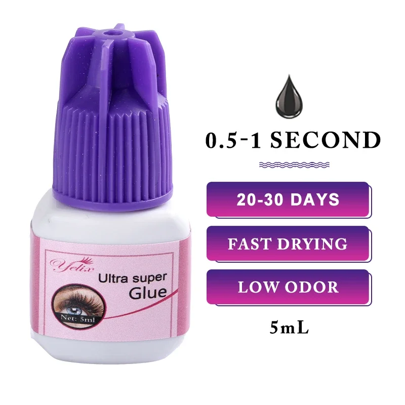 Yelix vippelim 5ml 0.5s 1s 2s 3s vippelim hurtigtørkende sterkt lim til falske vippeextensions: Brun