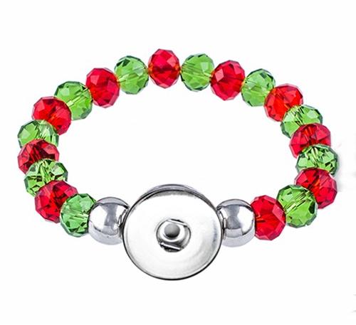 Christmas Snap bracelet 8mm Crystal Beads Snap Buttons Jewelry (fit 18mm 20mm snap) BY5009