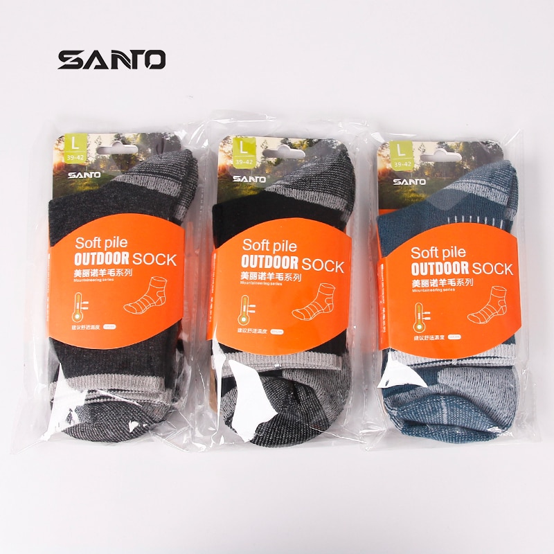 Santo 2 par  s017 herr tjocka ullstrumpor som transporterar andas deodorant anti-kvalster termiska sportskor