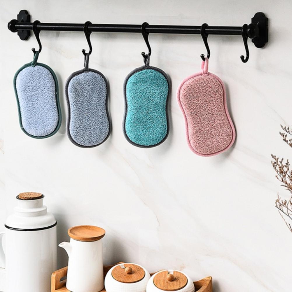 Éponges à récurer pour la vaisselle, anti-rayures, en microfibre, antiadhésives, outils de cuisine, Gadgets de lavage de Pot, 2 pièces