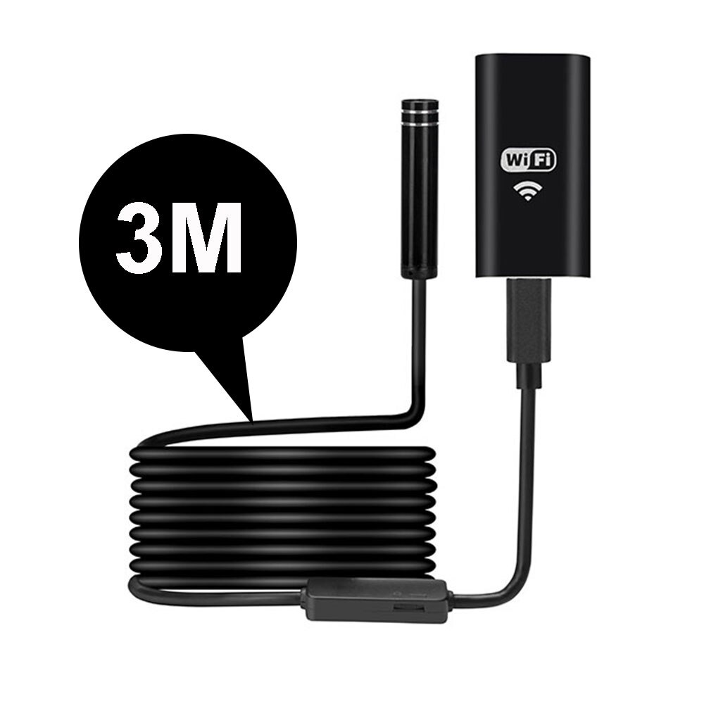 Endoskop kamera 1m/3.0m/5m/7m/10m wifi 8mm mini vandtæt blødt kabel  hd 720p opløsning justerbar til smartphone universal: 3m
