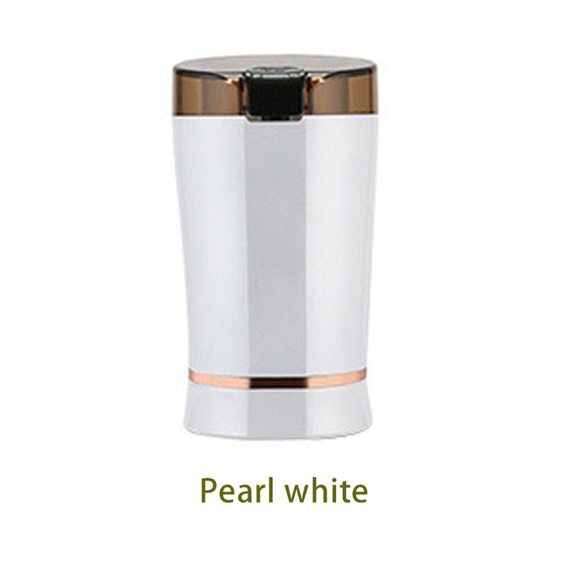 Elektrische Koffiemolen Zout Peper Bonen Kruiden Moer Zaad Koffieboon Grinder Met Rvs Blade Koffie Machine 150W: Pearl White / US Plug 110V