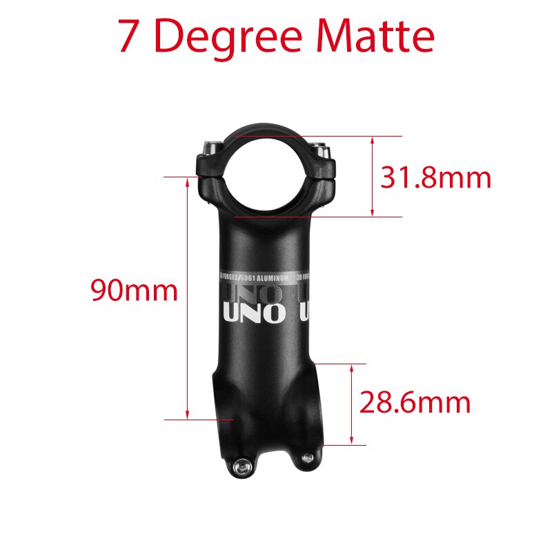 Bike Stem UNO 7degree Stem 31.8mm mtb Stem Ultralight Aluminum Stem 60/70/80/90/100/110/120/130mm Bike Accessories Bike Parts: 31.8x90mm 7 stem