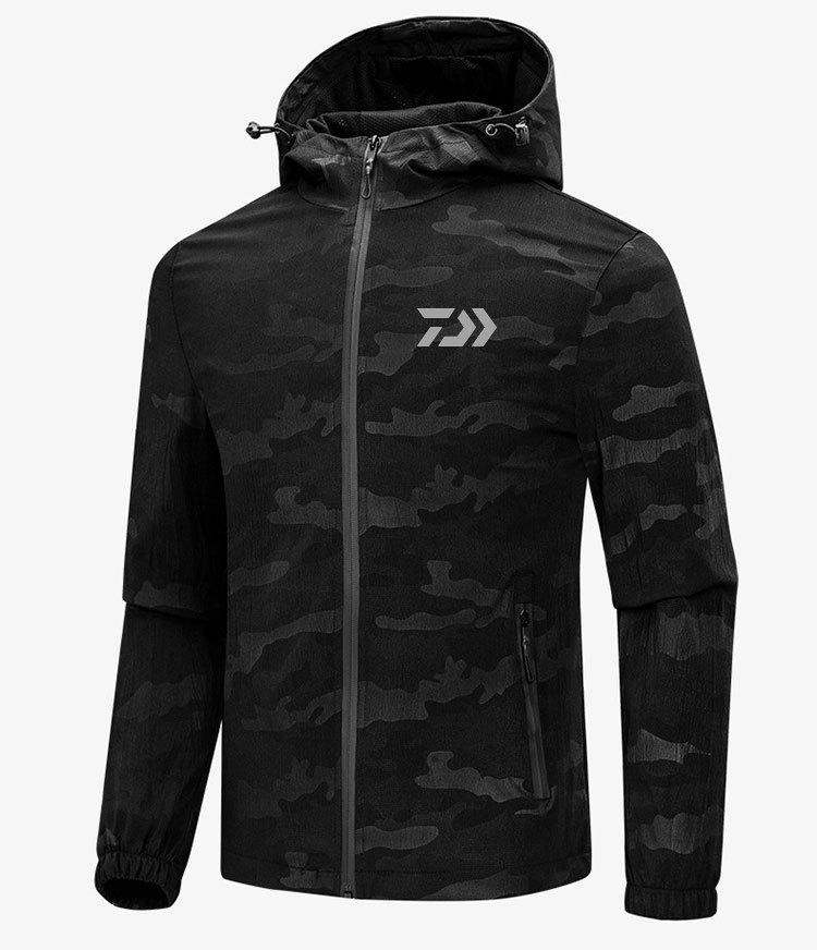 Men's Breathable Fly Fishing Wading Jacket Waterproof Fishing Wader Jacket Clothes Outdoor Hunting Fishing Clothing: Black / M