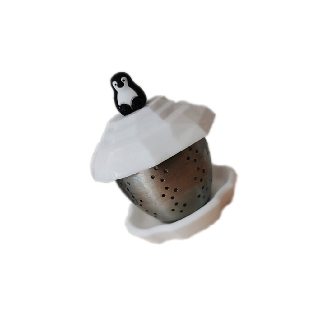 Edelstahl Tee Infuser Filter Pinguin Tee Sieb Tee Filter Tee Leckage Tee Kunst Werkzeug für Haus (Weiß)