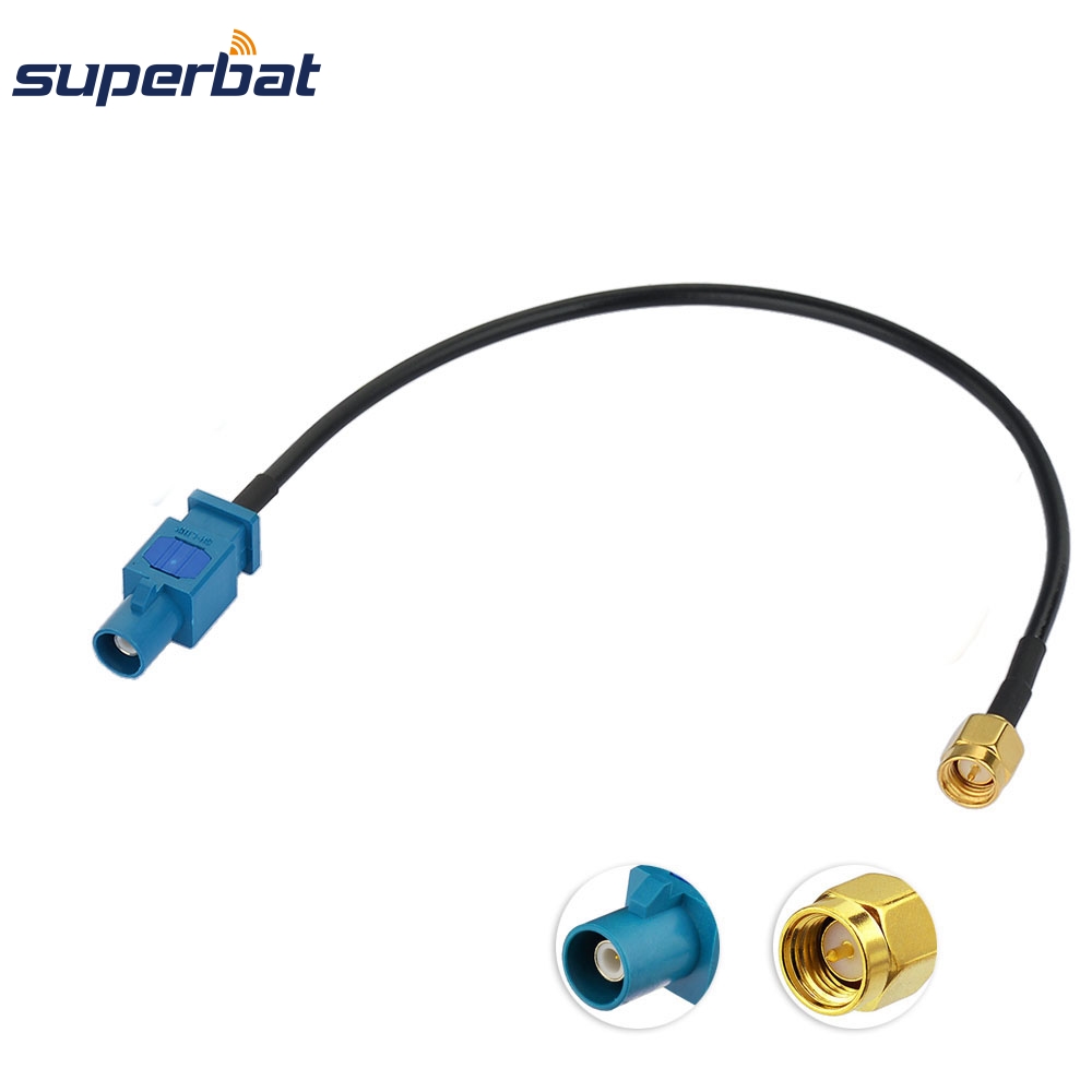 Superbat Coaxial Z enchufe de fakra macho largo Conector recto a SMA macho Cable espiral RF montaje Cable RG174 Radio TV 20cm 8"