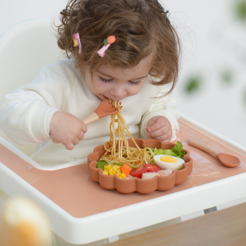 Mantel Individual de silicona para bebé, alfombrilla para mesa, vajilla de alimentación para niños, suave, fácil de limpiar, Color sólido