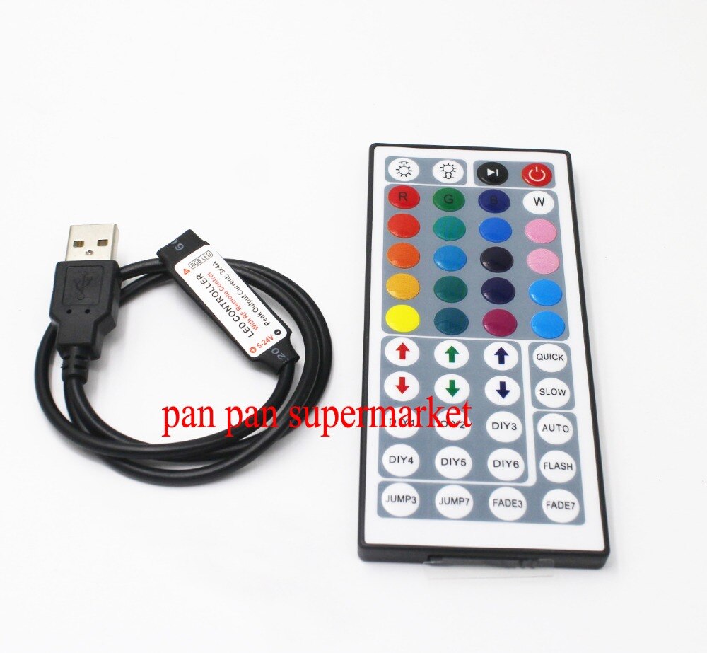 Mando a distancia USB de 3/17/24/44 teclas para tira de luces LED RGB de 5V-24V, 5050