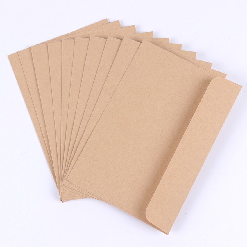 Paquete de sobres de papel negro Kraft, 16cm x 10,8 cm, tarjeta de mensaje, carta de almacenamiento estacionario, , 10 unidades: Kraft