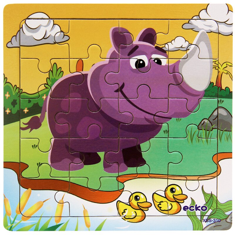 Kleine 3D Puzzle kinder 20 Stück von Holz Wald Tier Geschichte Puzzle Idiom Puzzle Pädagogisches Spielzeug: Black