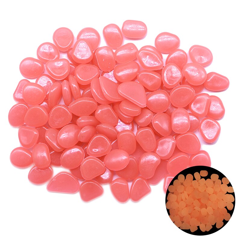 25/50pcs Glow in the Dark Garden Pebbles Glow Stones Rocks for Walkways Garden Path Patio Lawn Garden Yard Decor Luminous Stones: 50pcs / Orange pink
