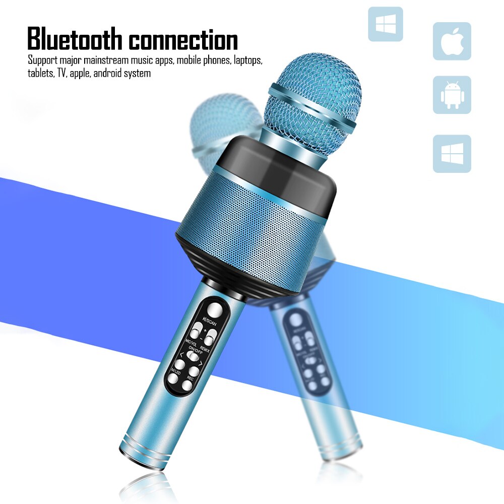 Bluetooth trådlös mikrofon usb mini hem ktv för musik som spelar sjungande högtalarspelare bluetooth karaoke mikrofon