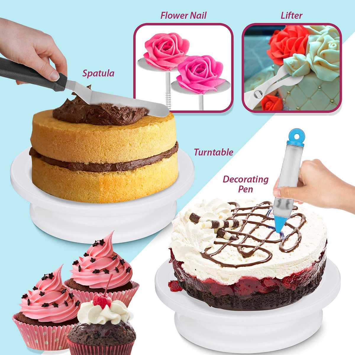 73 Stks/set Cake Decorating Kit Gebak Buis Fondant Gereedschap Cake Draaitafel Set Keuken Cake Dessert Bakken Gebak Levert