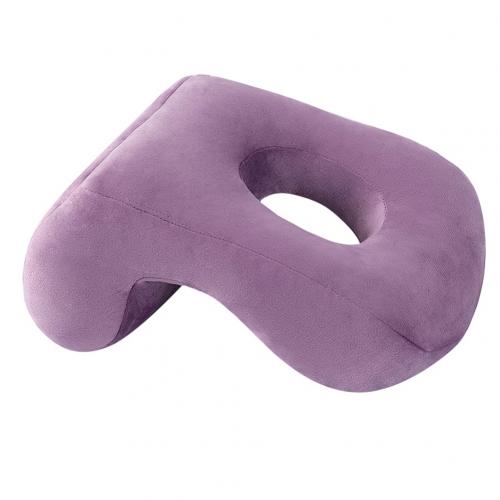 Bærbar reise middag lur nakke pute kontor fly kjøring lur støtte nakkestøtte pute hjem desk myk pute med slappe hull: Lilla