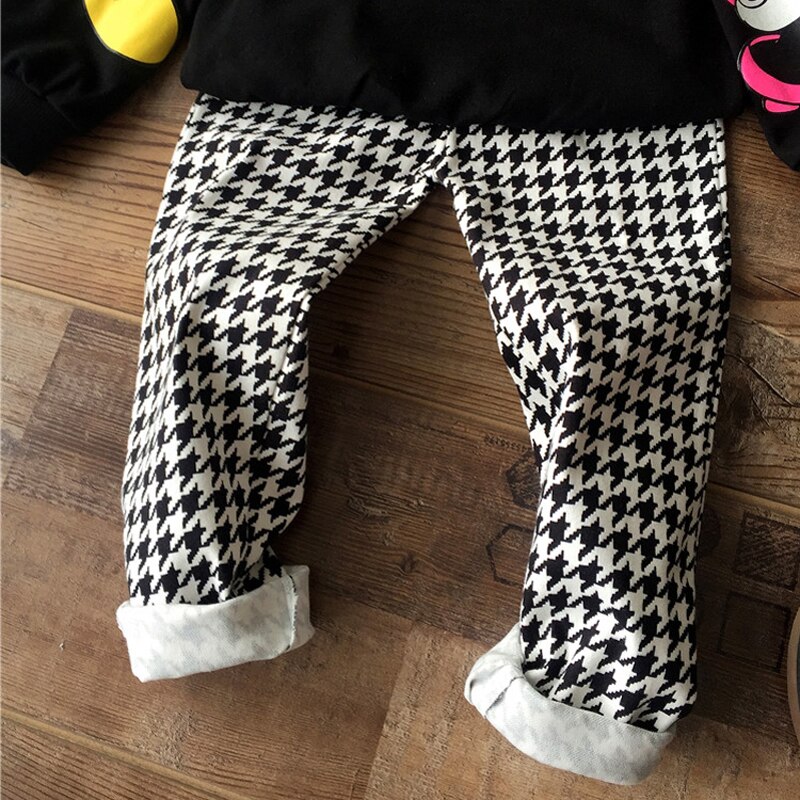 Ragazze di Autunno della Molla Dei Pantaloni Della Matita Ragazze Pied De Poule Leggings Classica Rondine Gird Skinny Calzamaglie Elastico In Vita