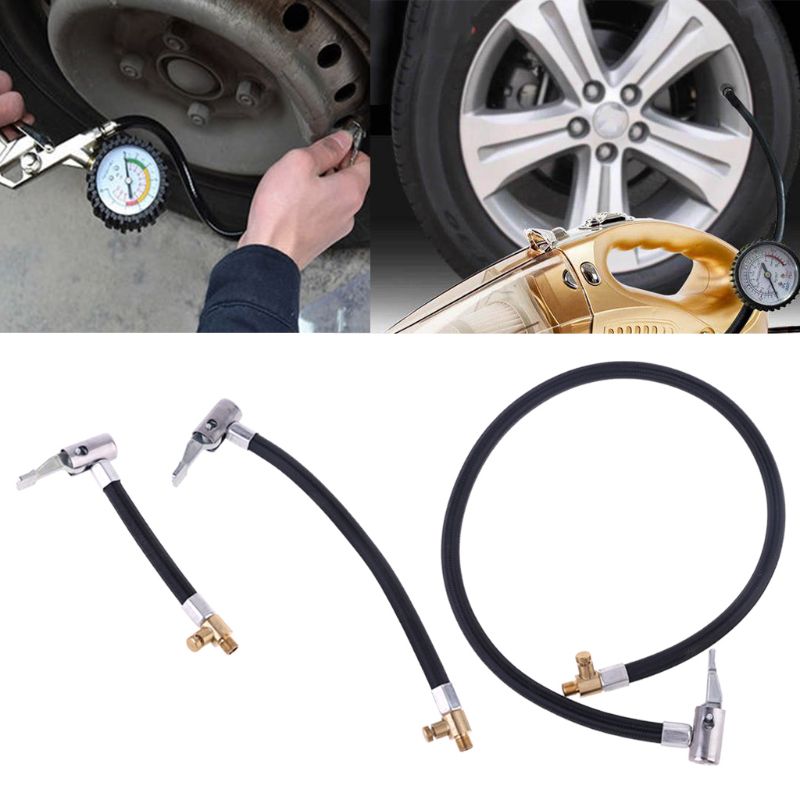 Car Tire Inflator Lock on Air Hose Extension for Standard Fine Thread 0.305" x32TPI Air Compressor Pump with Deflation