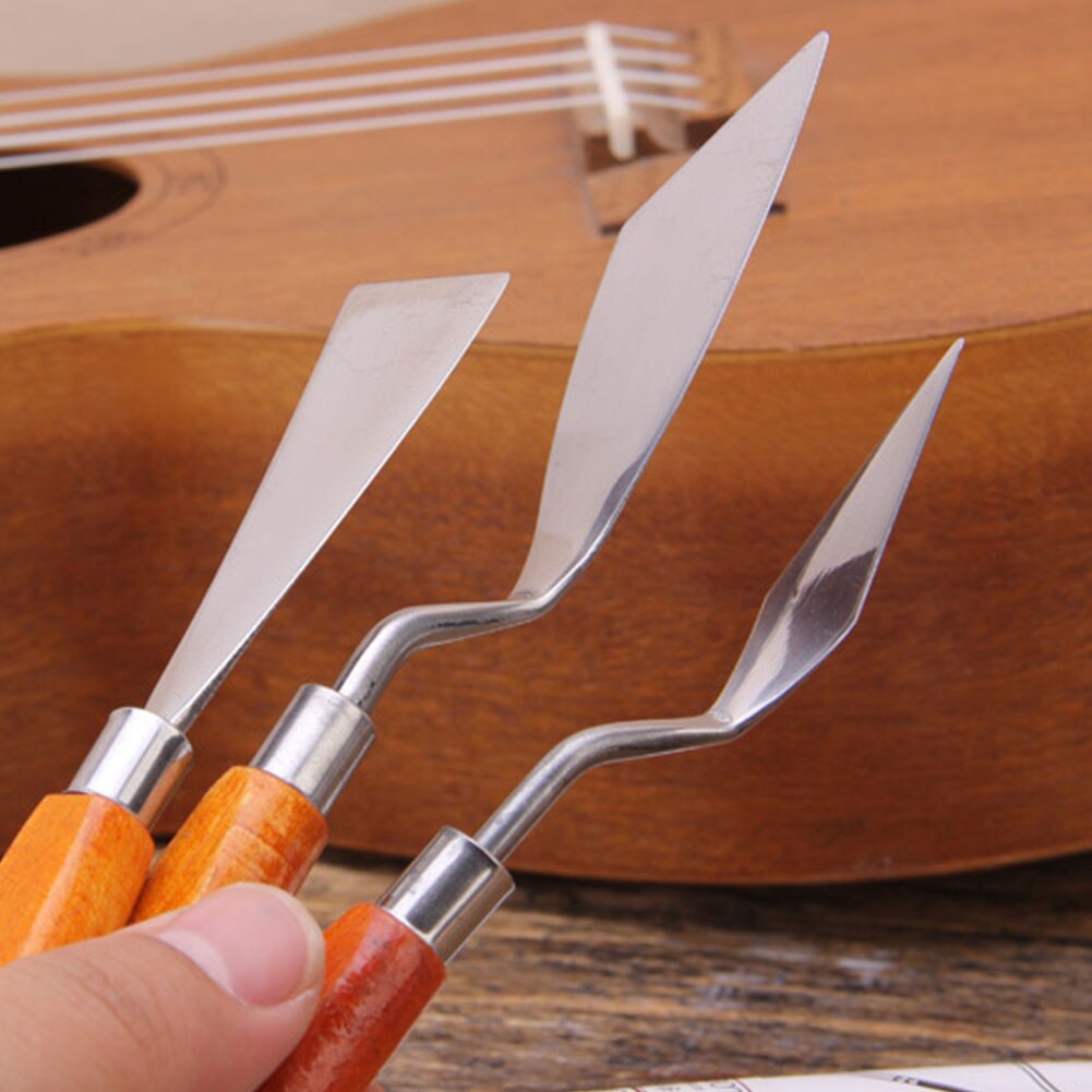 3pcs Reusable Mixed Painting Scraper Set Art Tools Palette Stainless Steel Spatula Sculpt Teaching Activity School Multipurpose