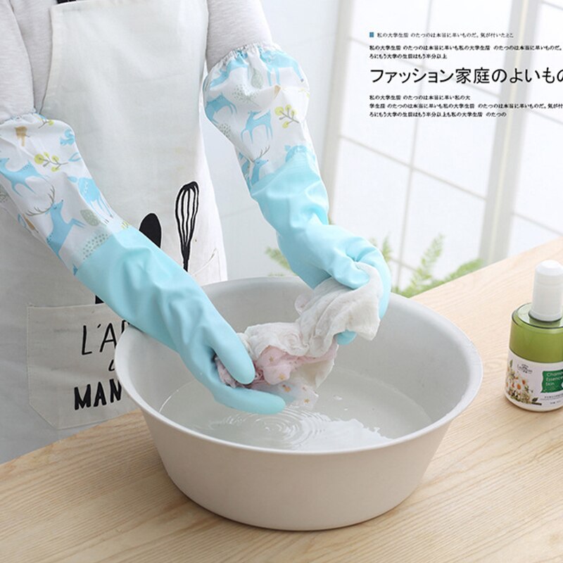 Gants de lavage de la vaisselle, monocouche, manche d'épissure domestique, étanches, en peluche, bande élastique, gants en caoutchouc