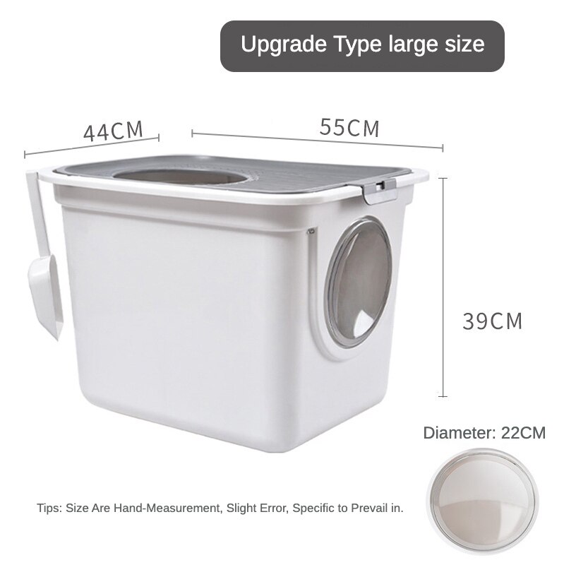 Cerrado completamente Anti-olor Arena de gato caja de baño actualizado Top grande-en la caja de arena con pala para gatos desmontable: Gray