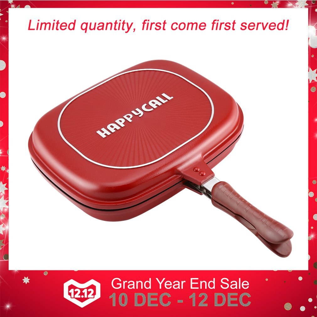 32CM Double Side Grill Frying Pan Non-Stick Barbecue Cooking Tool Home DIY Grill Pan Pancake Pan Rectangular Pancake Maker