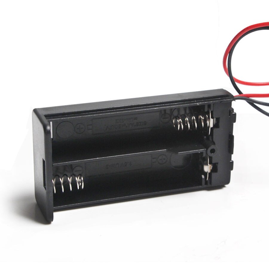1PCS 2 x 3V AA Battery Holder Case Box Battery Box AA Flashlight Battery Holder With Cover ON / OFF Switch Wire Lead