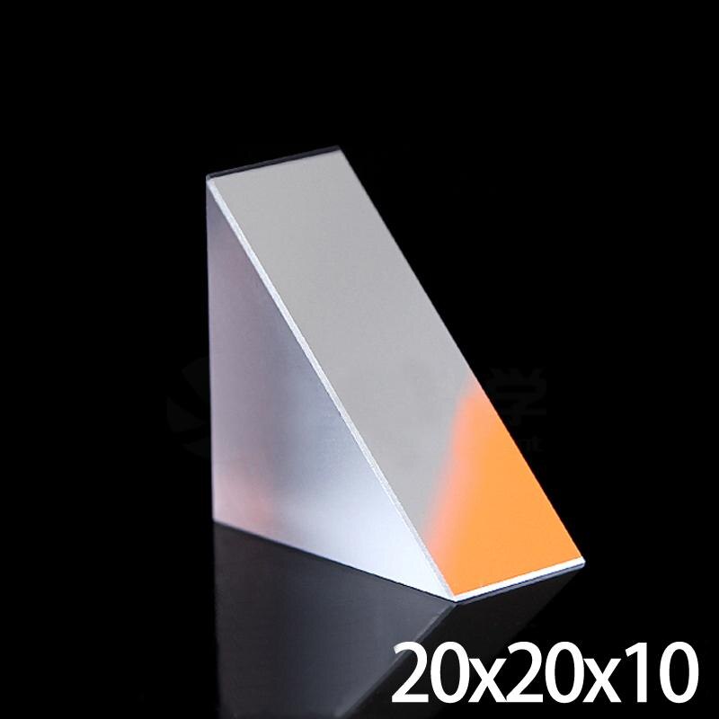 20x20x10mm Optical Glass Triangular K9 Prism Lens With Reflecting Film Light Spectrum Physics Optics