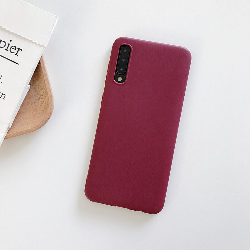 Funda de teléfono para Samsung Galaxy A30s, bonita funda negra mate de silicona para Coque Samsung A 30 s A30s A 30 s: wine red