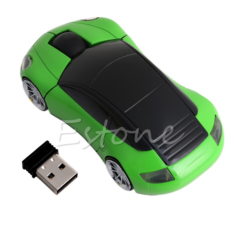 Computer Accessories 2.4GHz 3D Optical Wireless Mouse Mice Car Shape Receiver USB For PC Laptop: Green