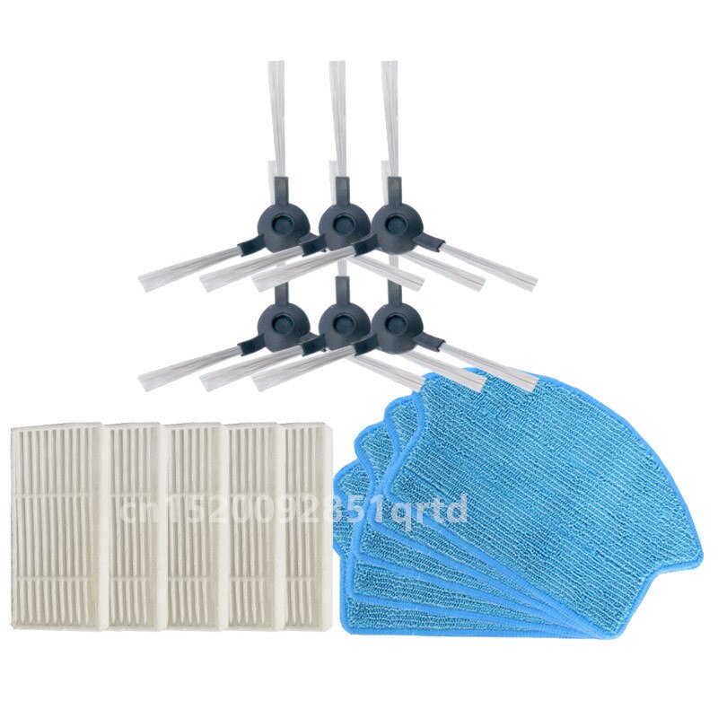 Vacuum Cleaner Side Brush Hepa Filter Mop Cloth for Midea VCR03 Robot Vacuum Cleaner Parts Brush Filter Cleaning Mop Accessories: Light Grey