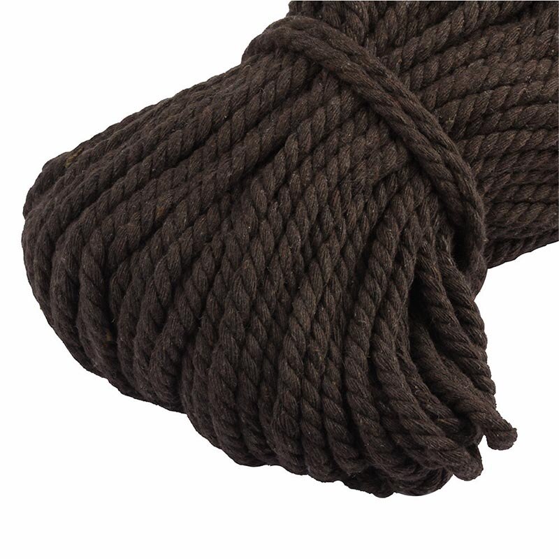 Cordon torsadé en Coton 100% avec 3 parties, 30 mètres, 5mm, corde pour sac, accessoires de couture, décoration pour bricolage: Couleur chocolat