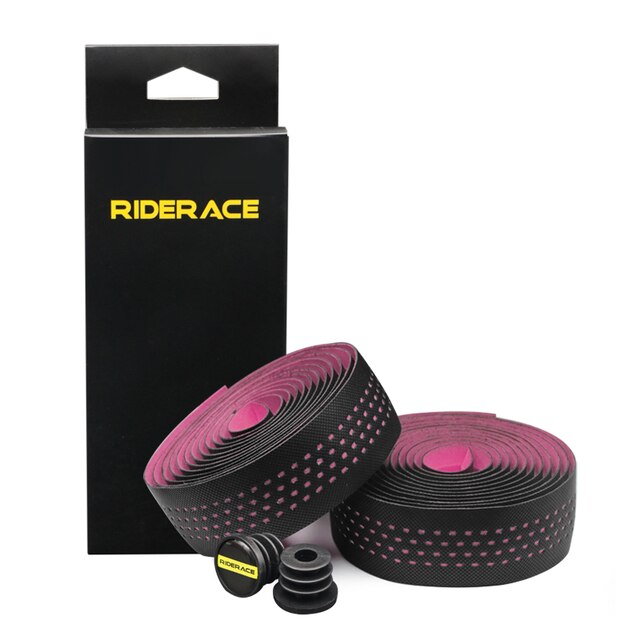 Taśma na kierownicę roweru miękka oddychająca taśma barowa Eva Pu taśma tłumiąca drgania antywibracyjne z 2 zaślepka robić kierownicy części rowerowe: różowy