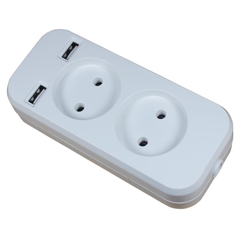 Europese Standaard Twee-Positie Socket Dual Usb Poorten, 5V 2A Output,: white