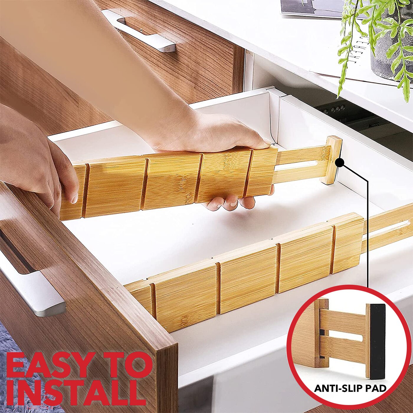 Bamboo Drawer Organizer Divider Adjustable Household Storage Cabinet Combination Multi-Use Underwear Bra Kitchen Separator 2022