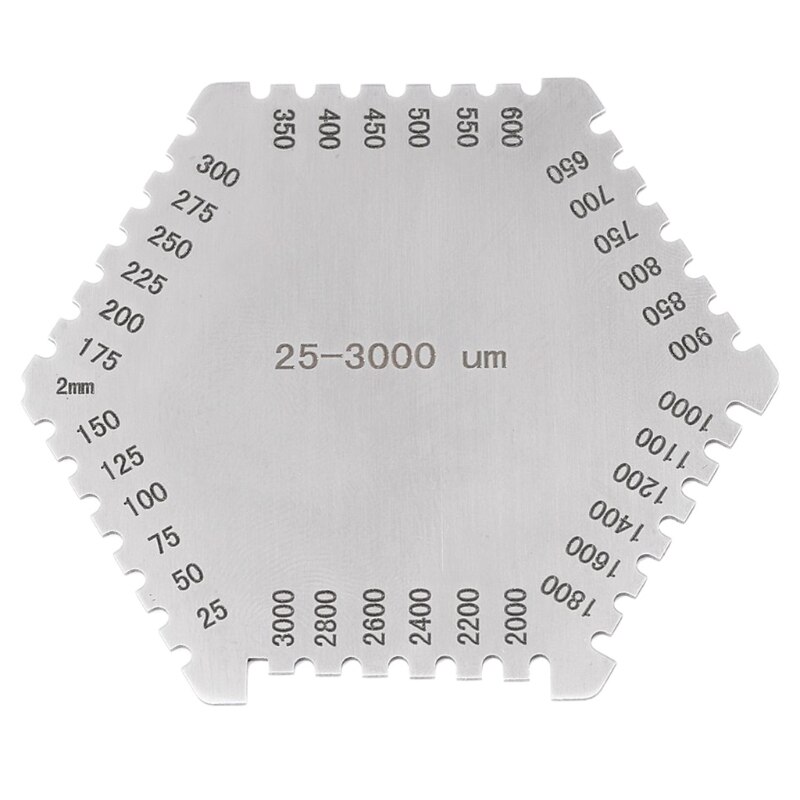 F2TE – peigne Hexagonal en acier inoxydable pour peinture, Film humide, jauge d'épaisseur