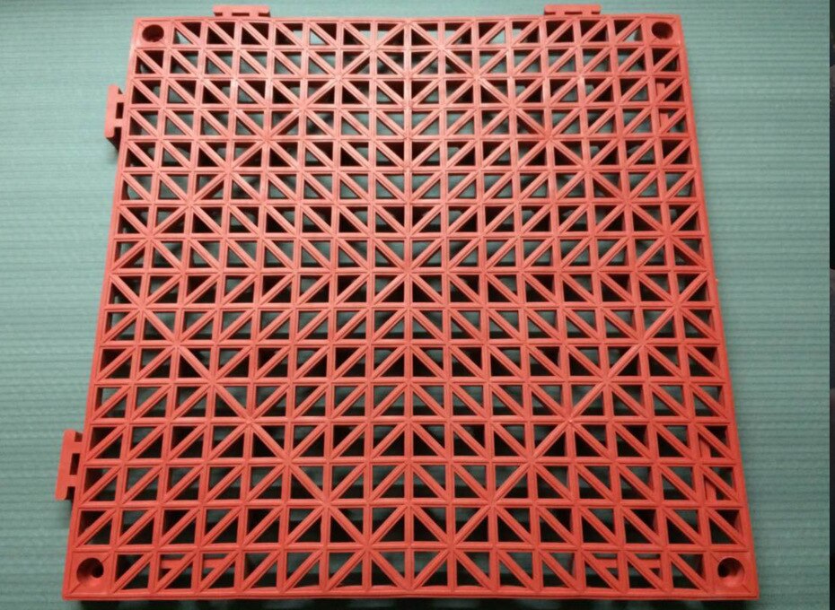 Tykk pvc antiskli hul matte kjøkken dårlig dårlig dusj dekk balkong basseng dreneringsmatter 12 x 12i diy skjøteteppe teppe: Rød