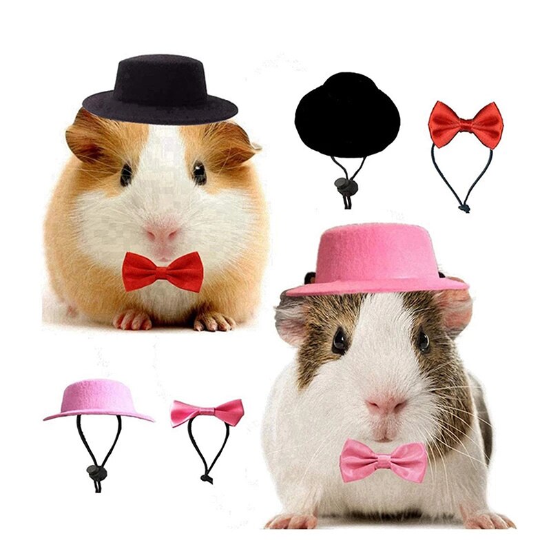 Sombreros de animales pequeños, sombrero de conejo, cerdo, hámster, erizo y pajarita, sombrero de copa para mascotas, gorro divertido festivo, accesorios para la cabeza