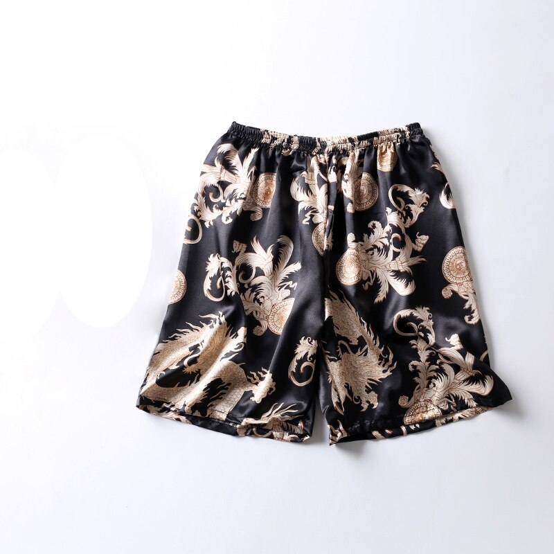 Mænd morgenkjole lange ærmer kimono badekåbe kjole silkeagtig satin drage print pyjamas nattøj nattøj kjole afslappet hjem: Shorts 3 / Xxl