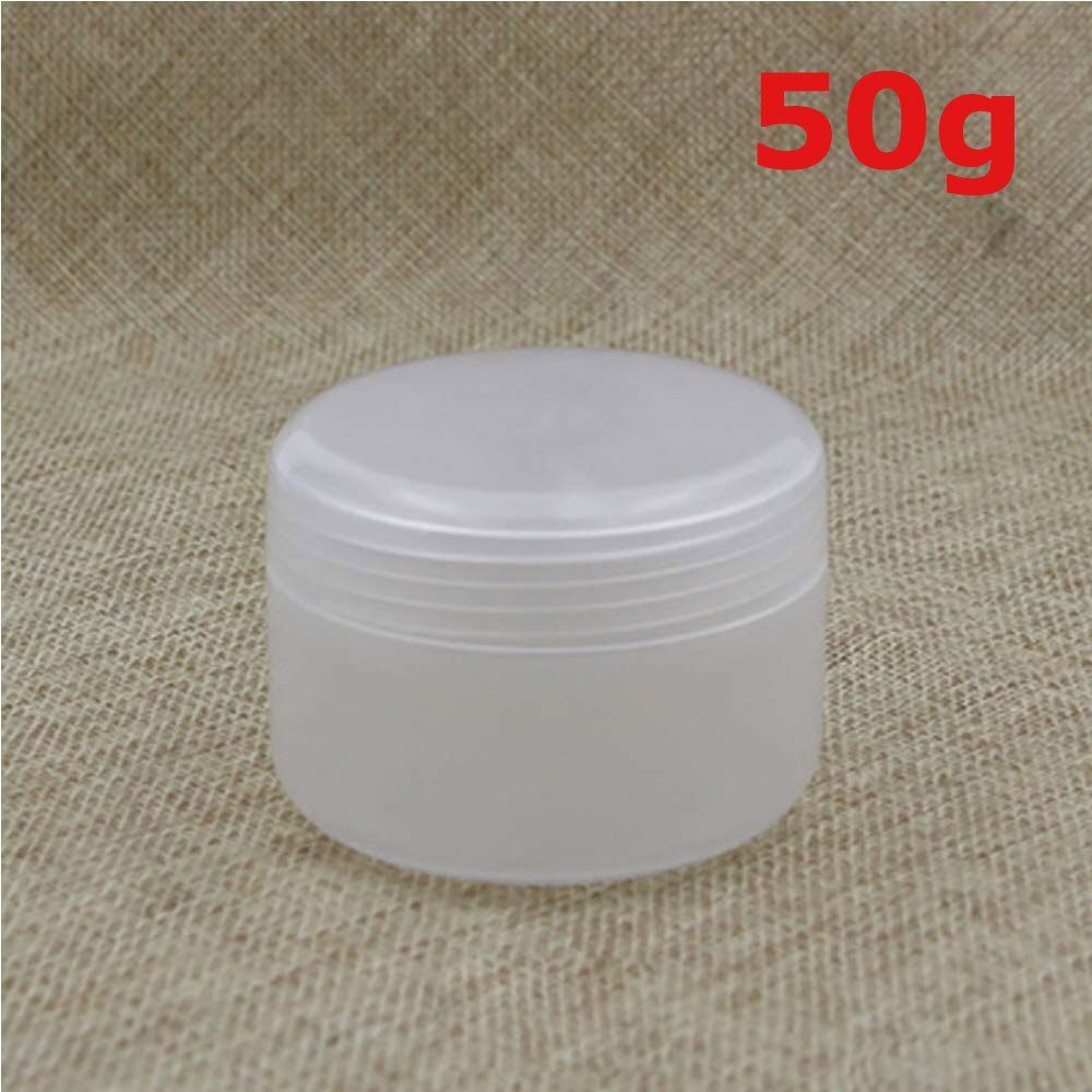 50 stk prøve tomme beholdere krukker gryder flasker med låg dækker etuier til creme lotion kosmetisk makeup olier læbepomade pigmenter: Gennemsigtig  x 50g