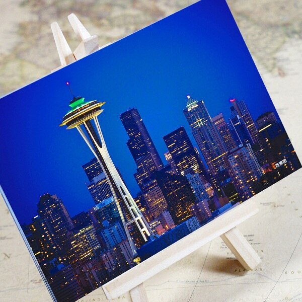 6 Sheets/Set Charmante Stad Serie Stedelijke Landschap Postkaart Wenskaart Boodschap Kaart Verjaardag Card: Seattle