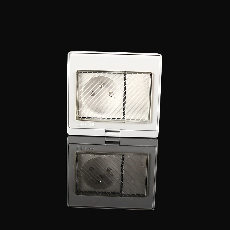 Atlectric IP55 FR Standard Waterproof Dust-proof Outdoor External Wall Power Socket Switch Outlet Weatherproof Socket: 1 Socket 1 Switch