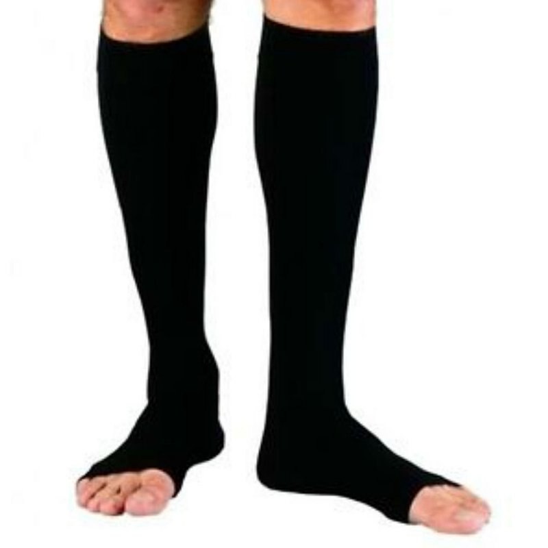 Women Men Zipper Compression Zip Leg Support Knee Stockings Sox Open Toe S/M//L/XL: Black Size S M / L XL