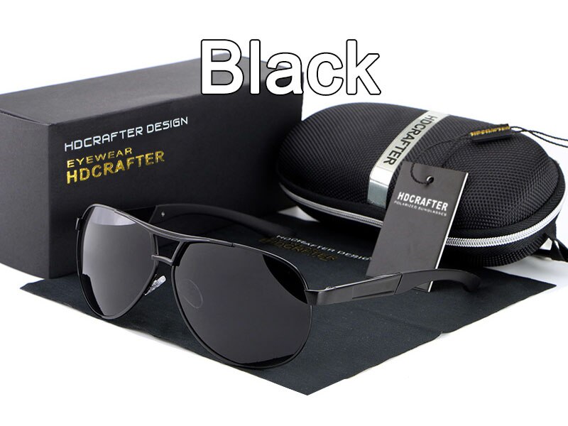HDCRAFTER Sunglasses Men Polarized Polarized Mirror Lens Eyewear Sun Glasses for Men Brand Driving oculos de sol: Black