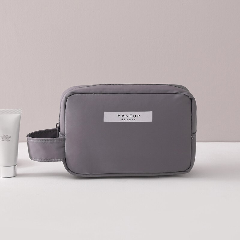 Kvinder kosmetiktaske kosmetolog nødvendig toiletartikler makeuptasker mærke arrangør rejser kvindelig opbevaring makeup etuier: Mørkegrå s