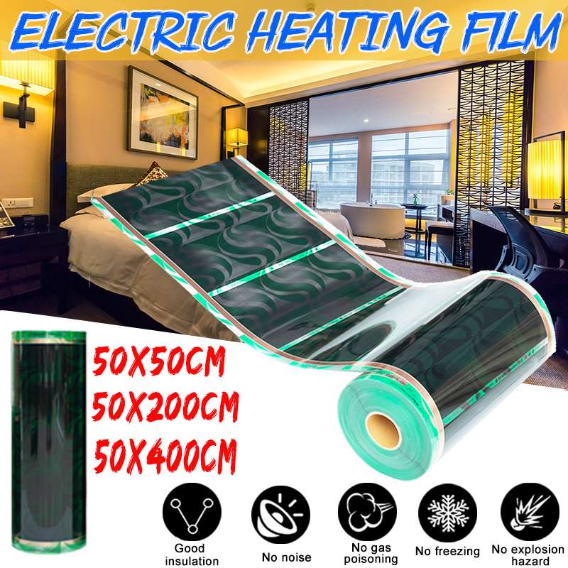 50 cmx 0.5m/2m/4m infraröd uppvärmning film 220v elektrisk varmt golv systemet värmefolie matta golvvärme kolfilm värmare