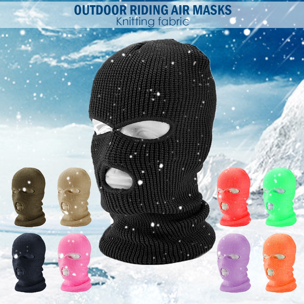 Ski Mask Knitted Face Cover Winter Balaclava Full Face Mask for Winter Outdoor Sports CS Winter Three 3 Hole Balaclava Knit Hat